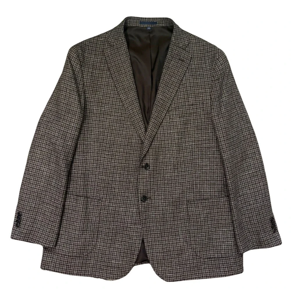 Jos A Bank 1905 48R Brown Check Relaxed Soft Shoulder Blazer Jacket Sport Coat